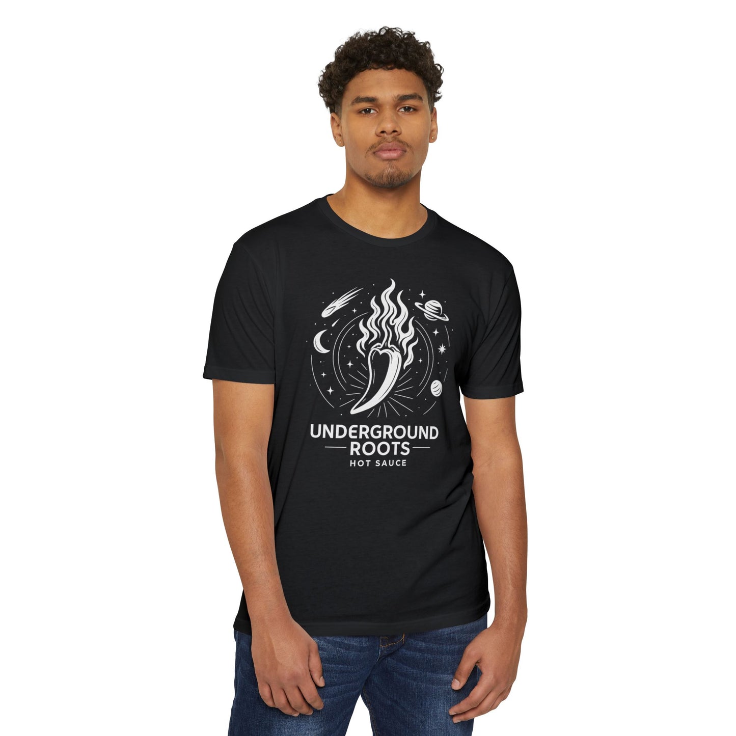 Underground Roots Hot Sauce Space Theme Unisex T-shirt
