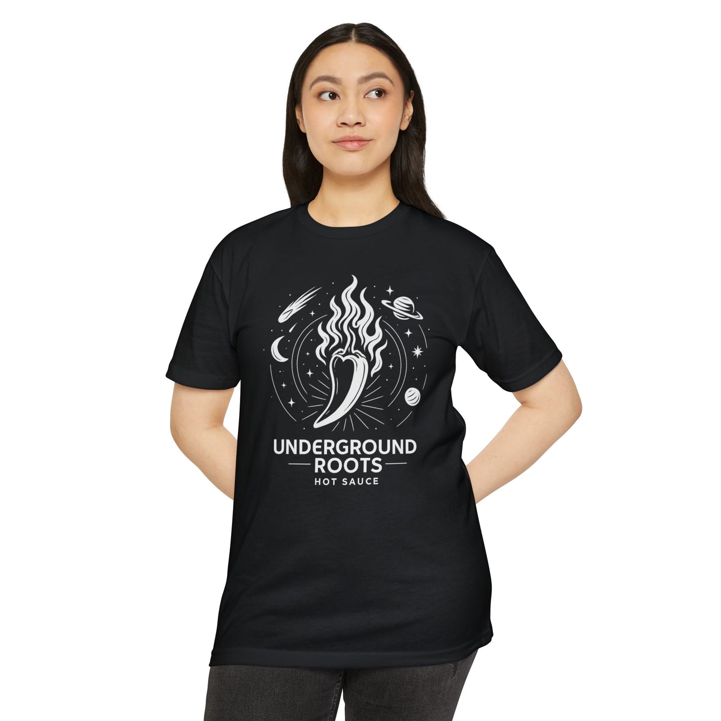 Underground Roots Hot Sauce Space Theme Unisex T-shirt