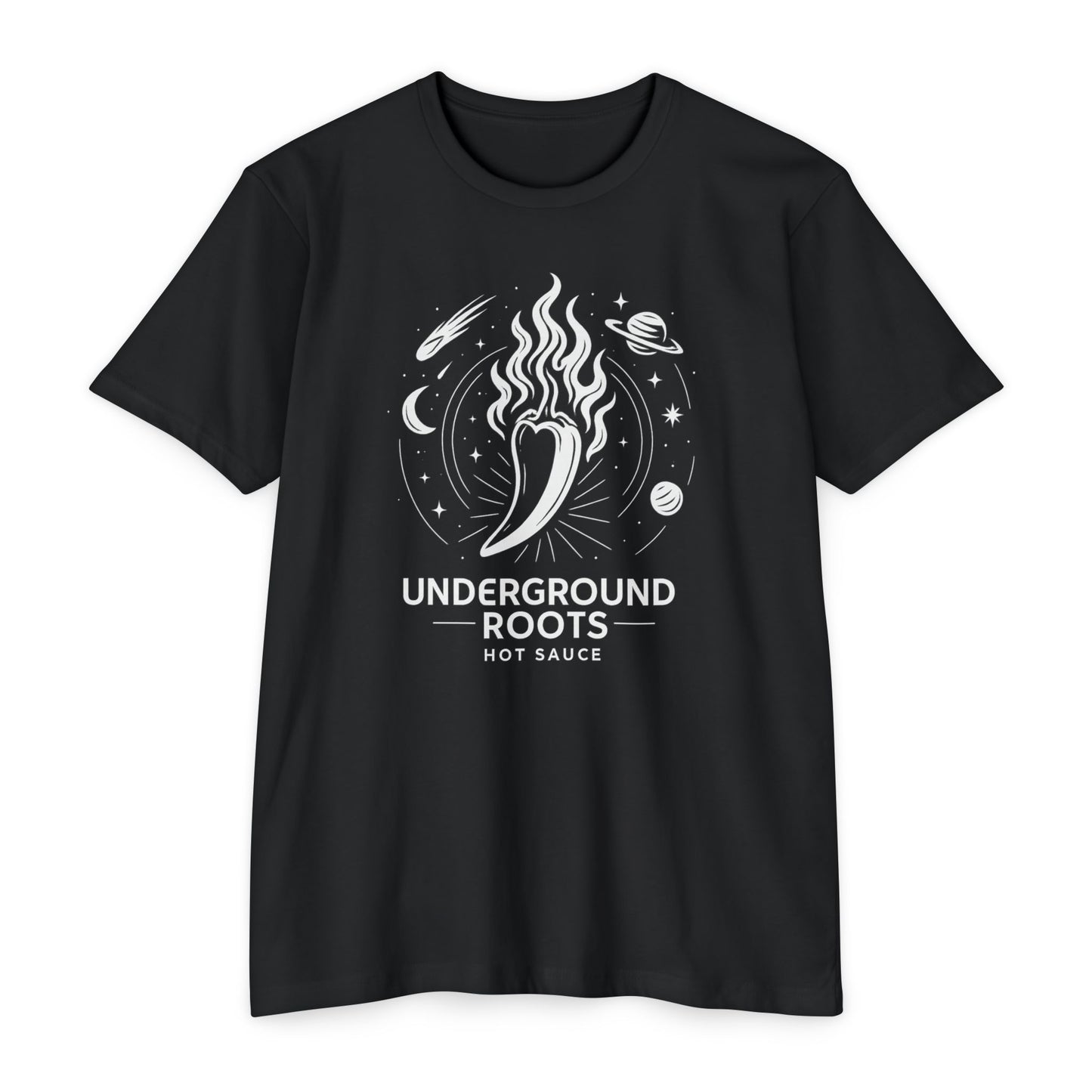 Underground Roots Hot Sauce Space Theme Unisex T-shirt
