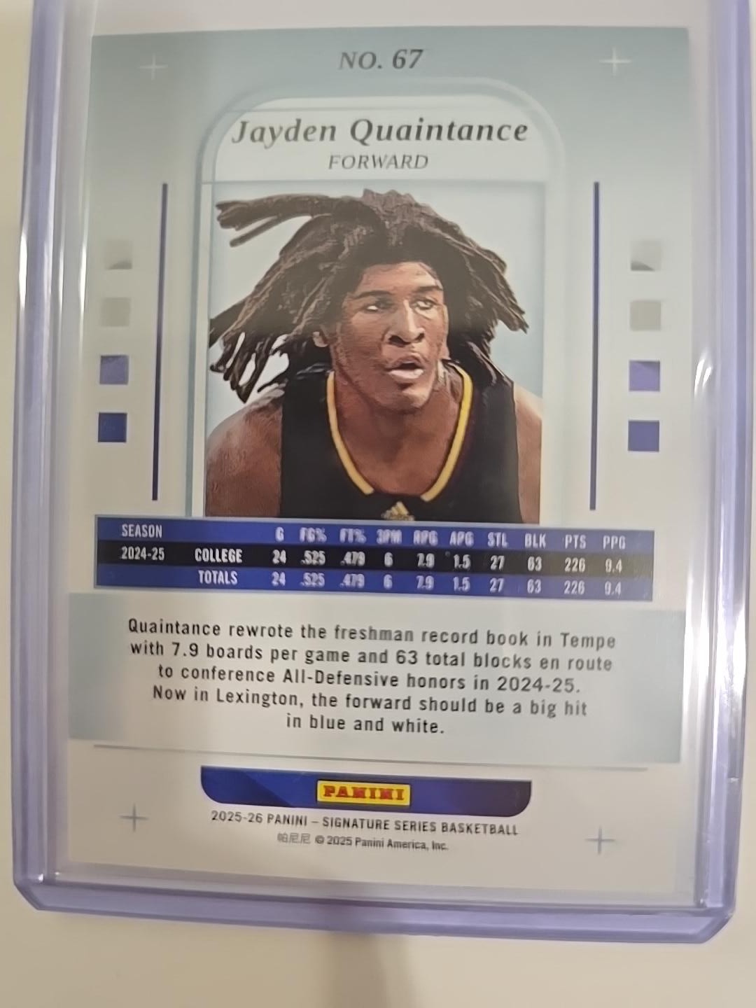 2025-26 Panini Signature Series - Jayden Quaintance #67 Cracked Ice /25 (RC)