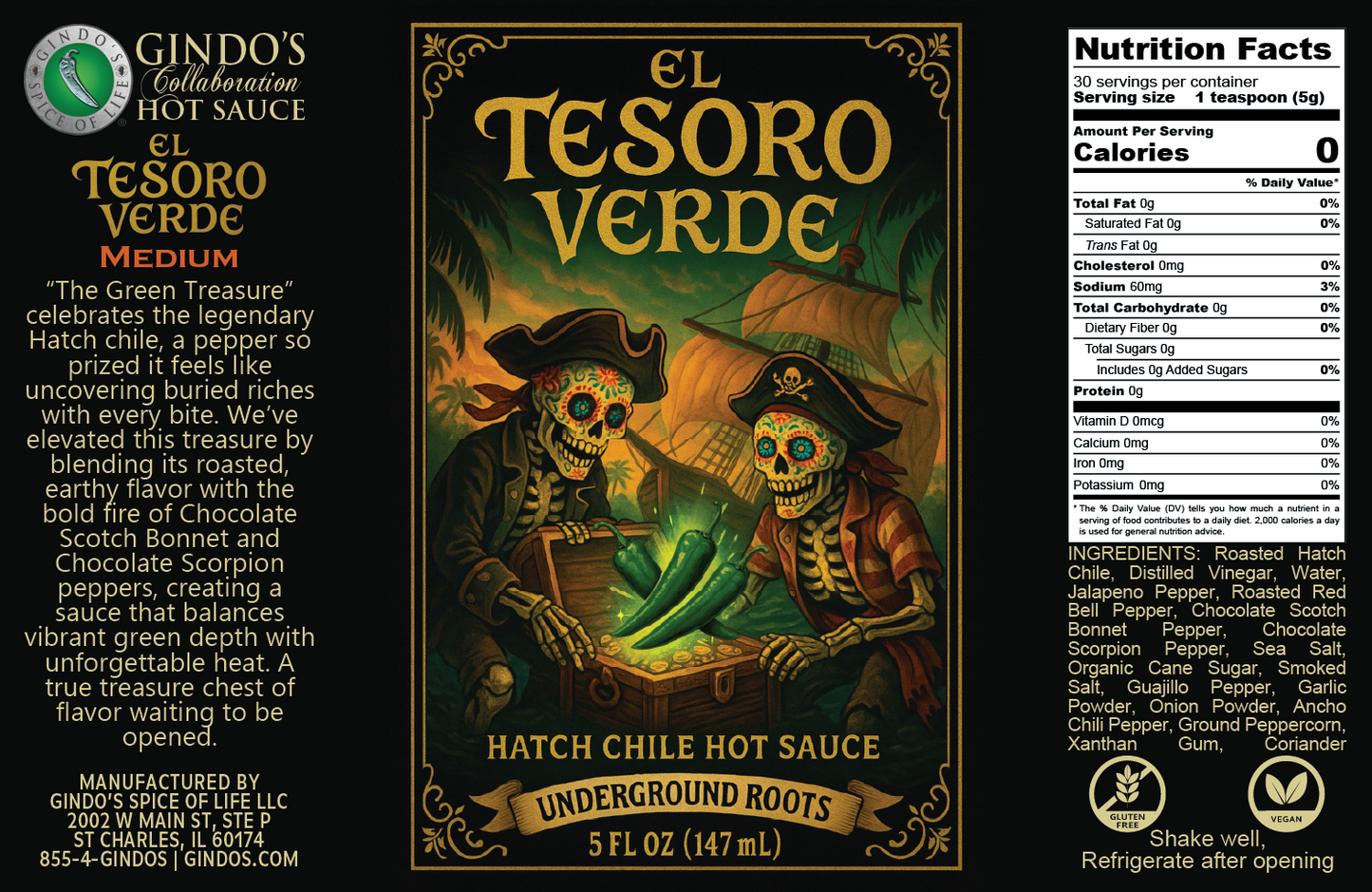 ** PRE-ORDER ** El Tesoro Verde Hatch Chile Hot Sauce