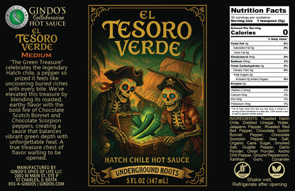 ** PRE-ORDER ** El Tesoro Verde Hatch Chile Hot Sauce