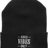 Good Vibes Only Beanie Cuffed