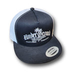 OG Logo Trucker Hat Flat Bill - Black/White Mesh