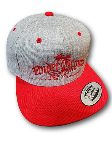 OG Logo Flat-Bill Hat by Yupoong - Heather Gray/Red
