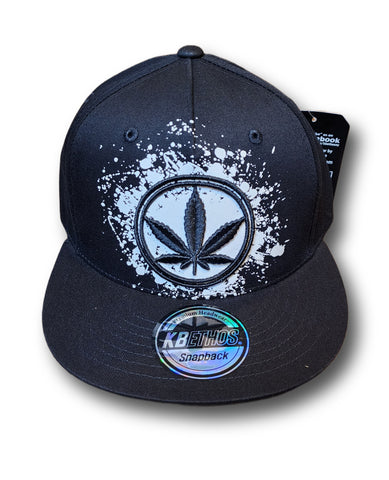 Cannabis Leaf Snapback Hat - White