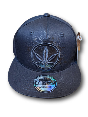 Cannabis Leaf Snapback Hat - Black