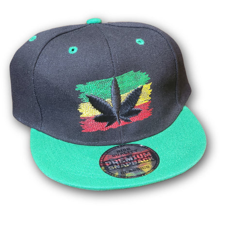 Cannabis Leaf Snapback Hat - Rasta Leaf
